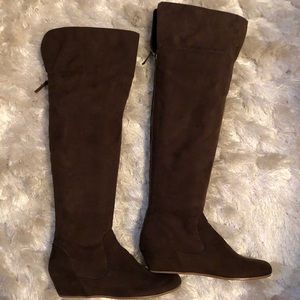 Brown Faux Suede Knee High boots